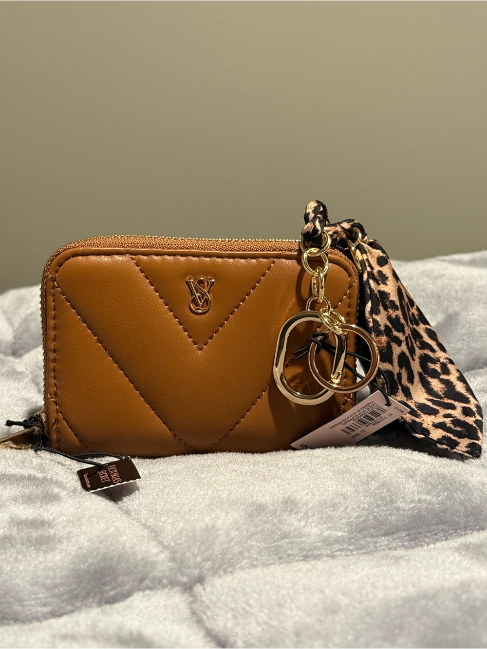 Victoria’s Secret Cognac Wallet & Leopard Tassel Keychain Set NWT
